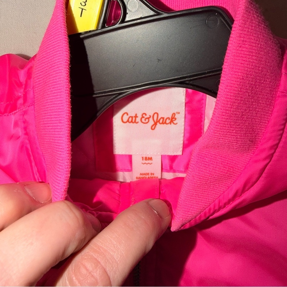 Cat & Jack Hot Pink Bomber Jacket Girls 18M Lightweight Zip Front - Picture 3 of 7